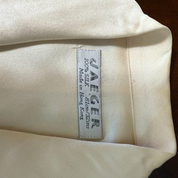 Vintage 70's 80's Jaeger 100% Silk Cream Blouse Double-breasted button - Picture 3 of 11